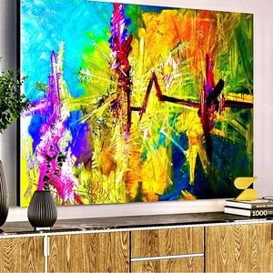 Large wall art abstract painting print on metal titled “Deliverance” 36”x48”